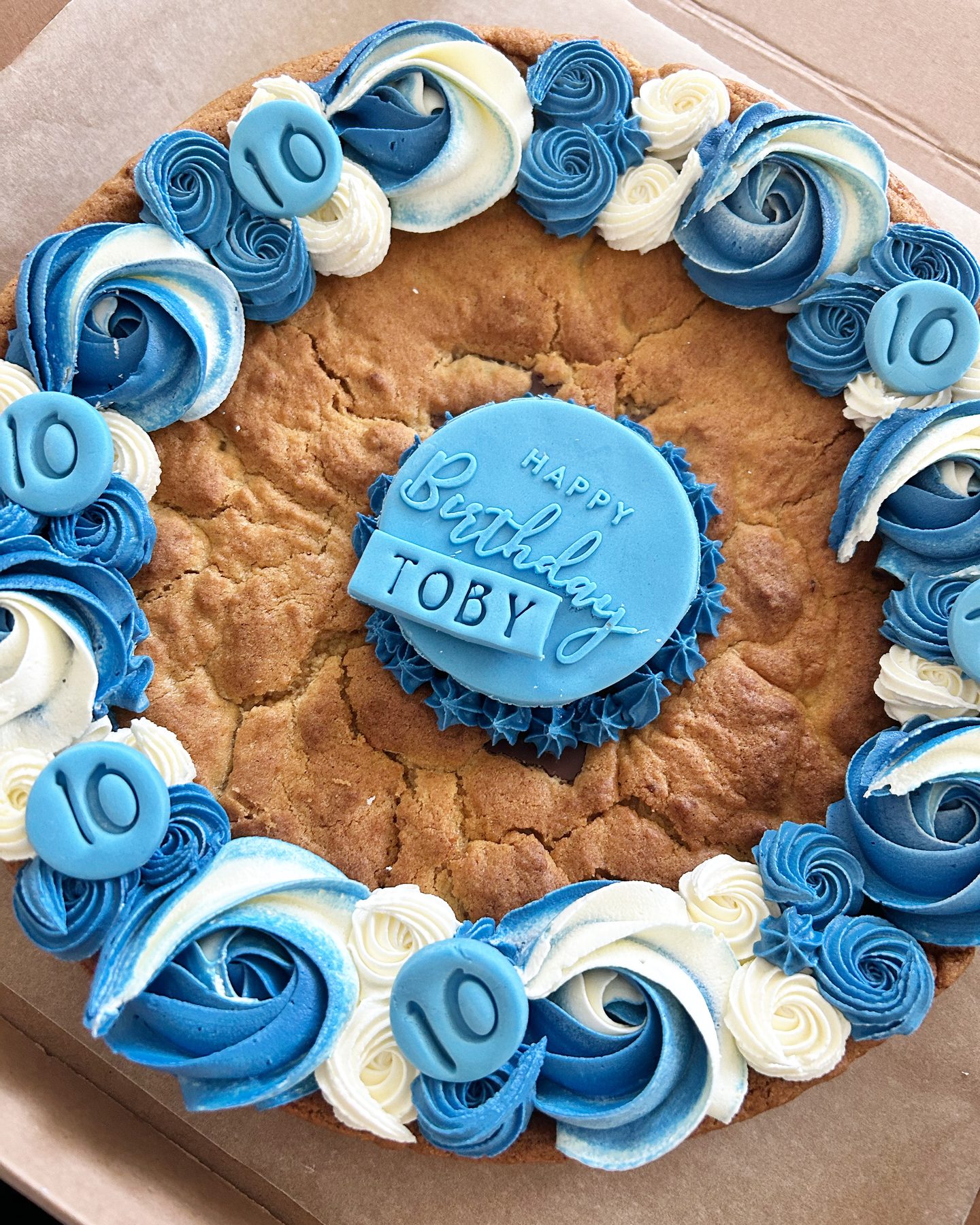 Giant personalised cookie by Blossom Bakery, Chelmsford