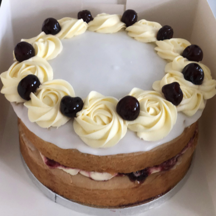 Cherry Bakewell cake by Blossom Bakery, Chelmsford