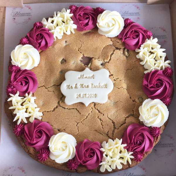 Giant personalised cookie by Blossom Bakery, Chelmsford