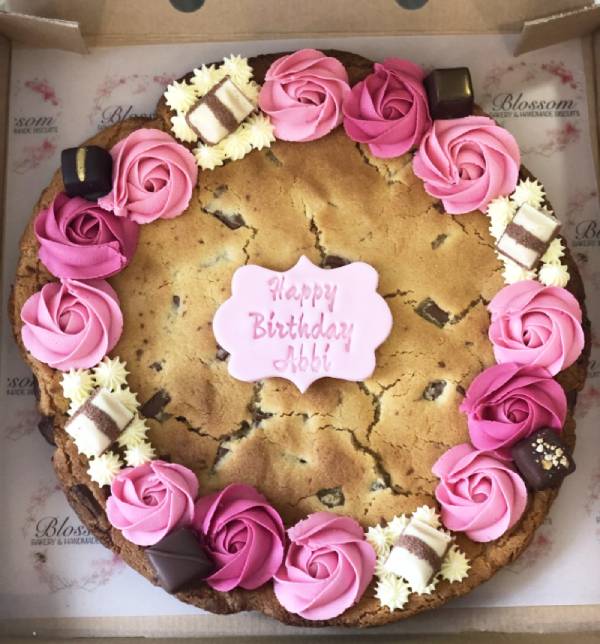 Giant personalised cookie by Blossom Bakery, Chelmsford