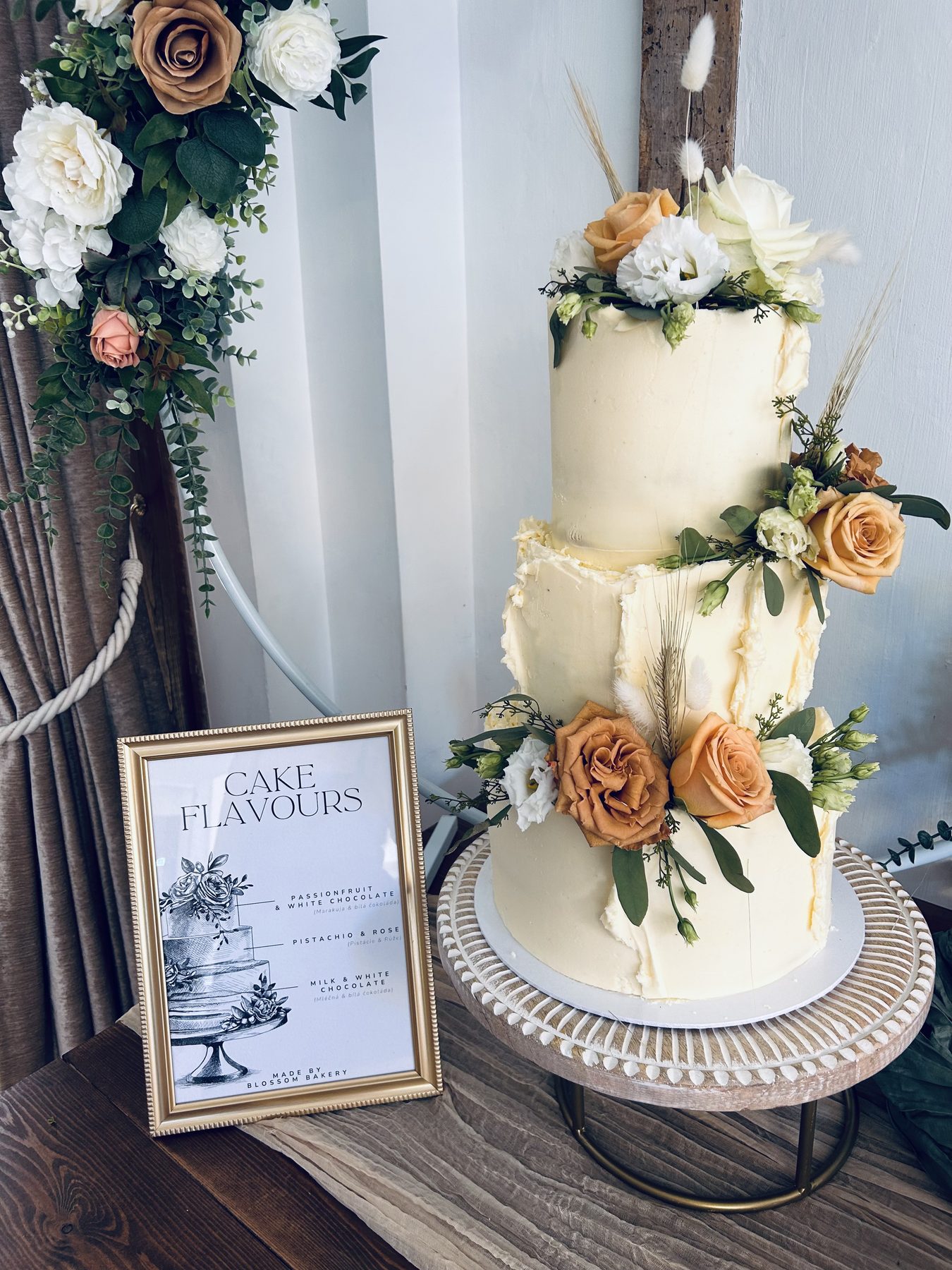 Wedding cake by Blossom Bakery, Chelmsford