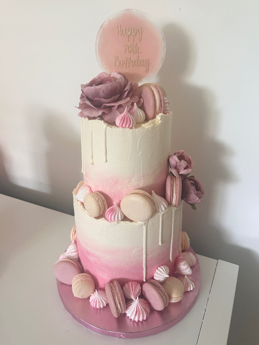 Two-tier celebration cake by Blossom Bakery, Chelmsford