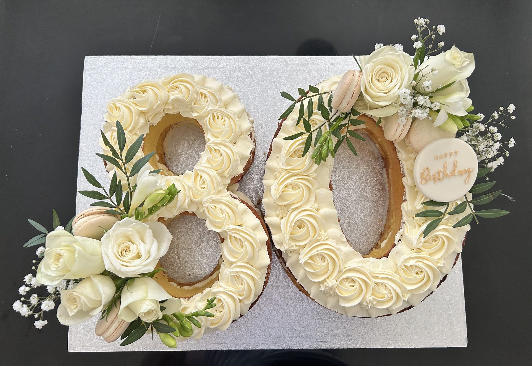 Number-shaped birthday cake