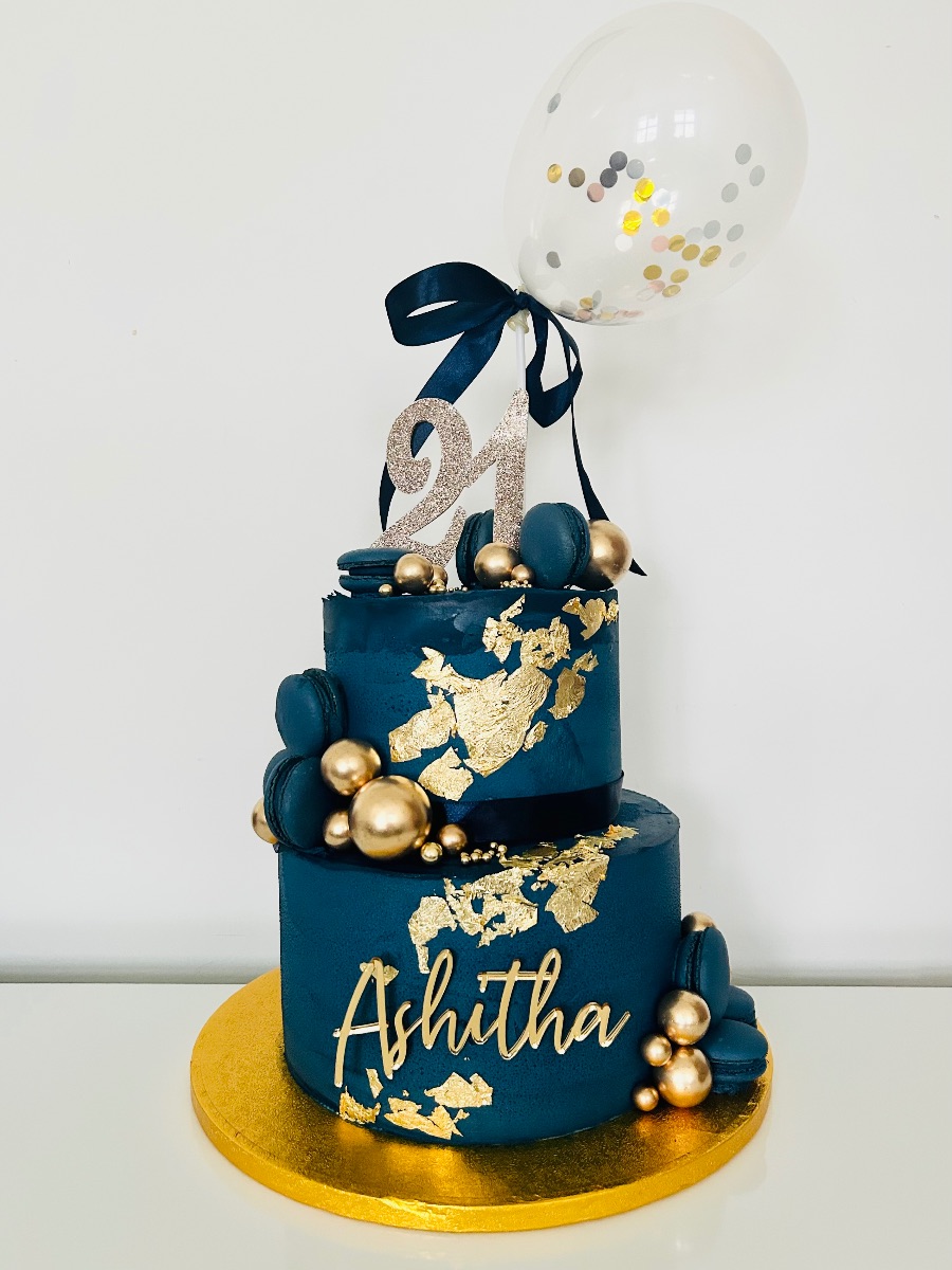 Two-tier celebration cake by Blossom Bakery, Chelmsford