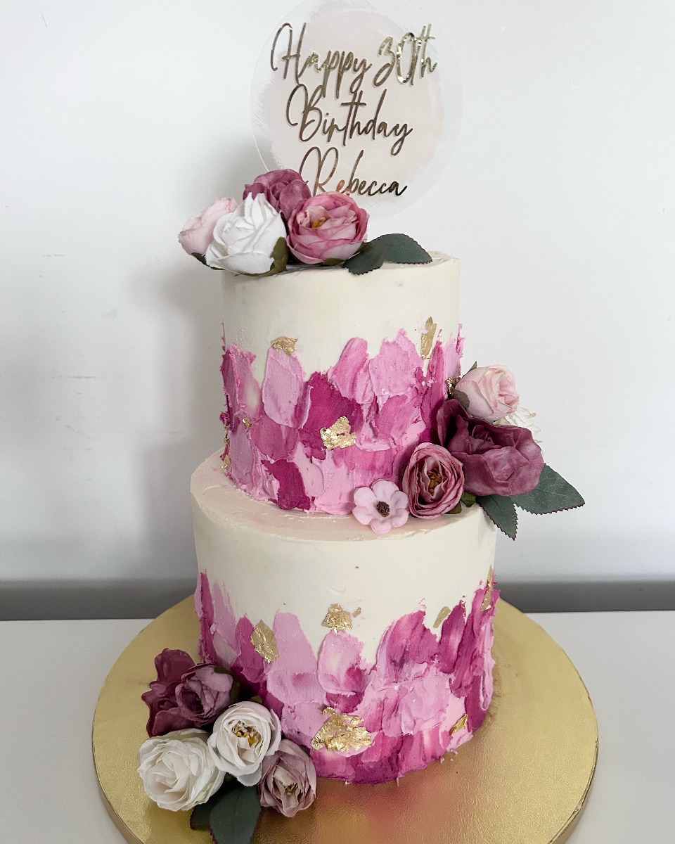 Two-tier celebration cake by Blossom Bakery, Chelmsford