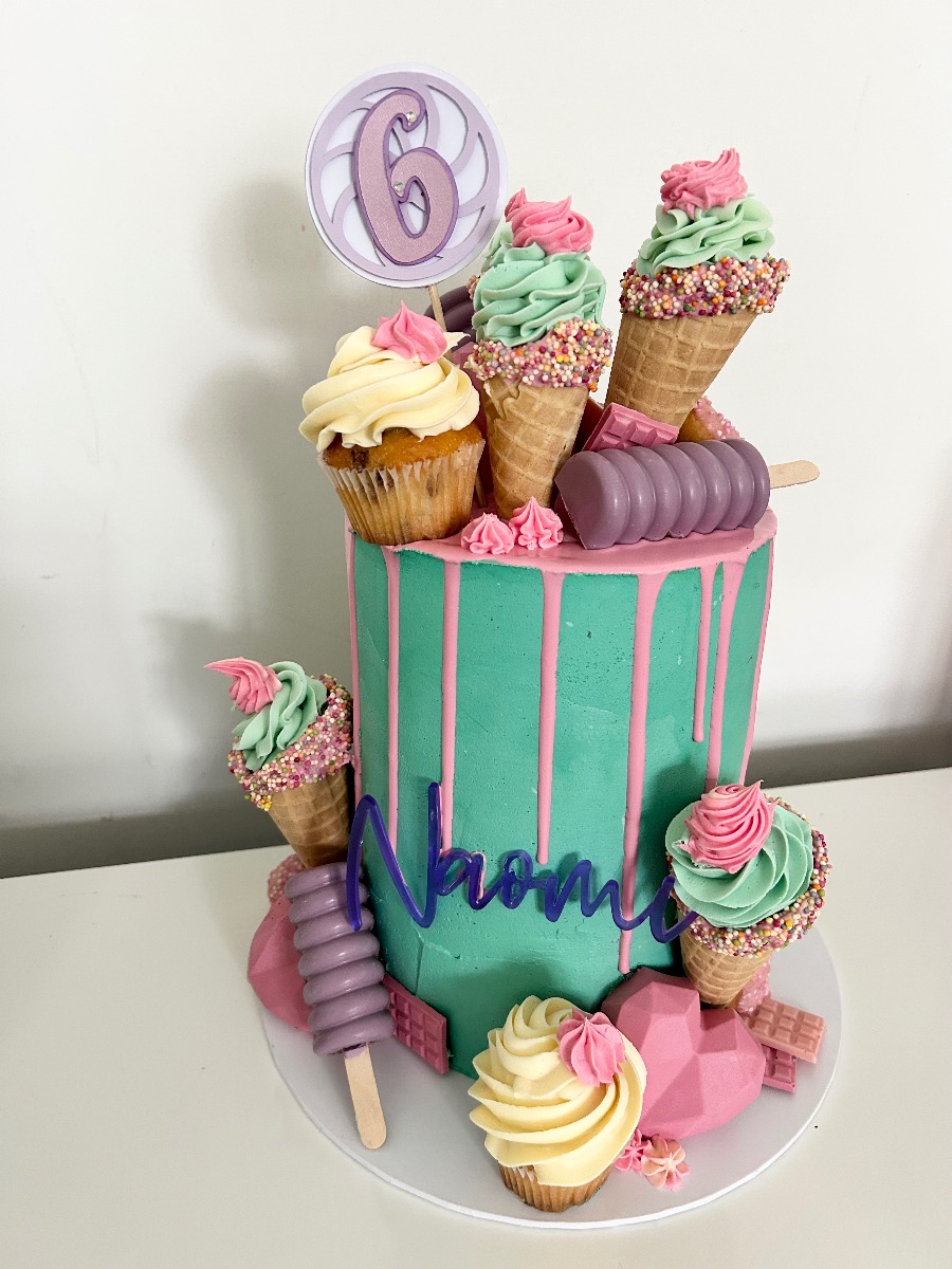 Four-tier pink drip cake by Blossom Bakery, Chelmsford